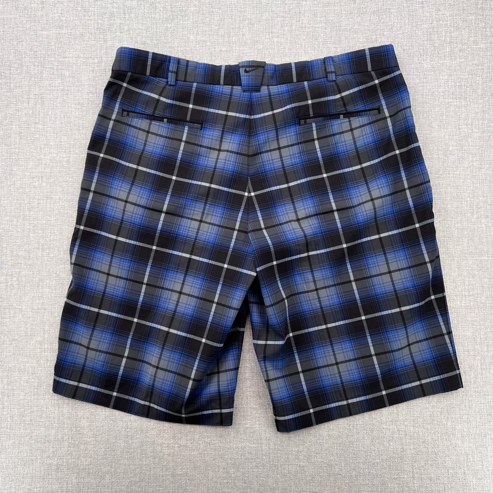 Nike Golf Dri-FIT Plaid Shorts Men 38 Blue Performance Stretch Athletic Preppy - Picture 2 of 10